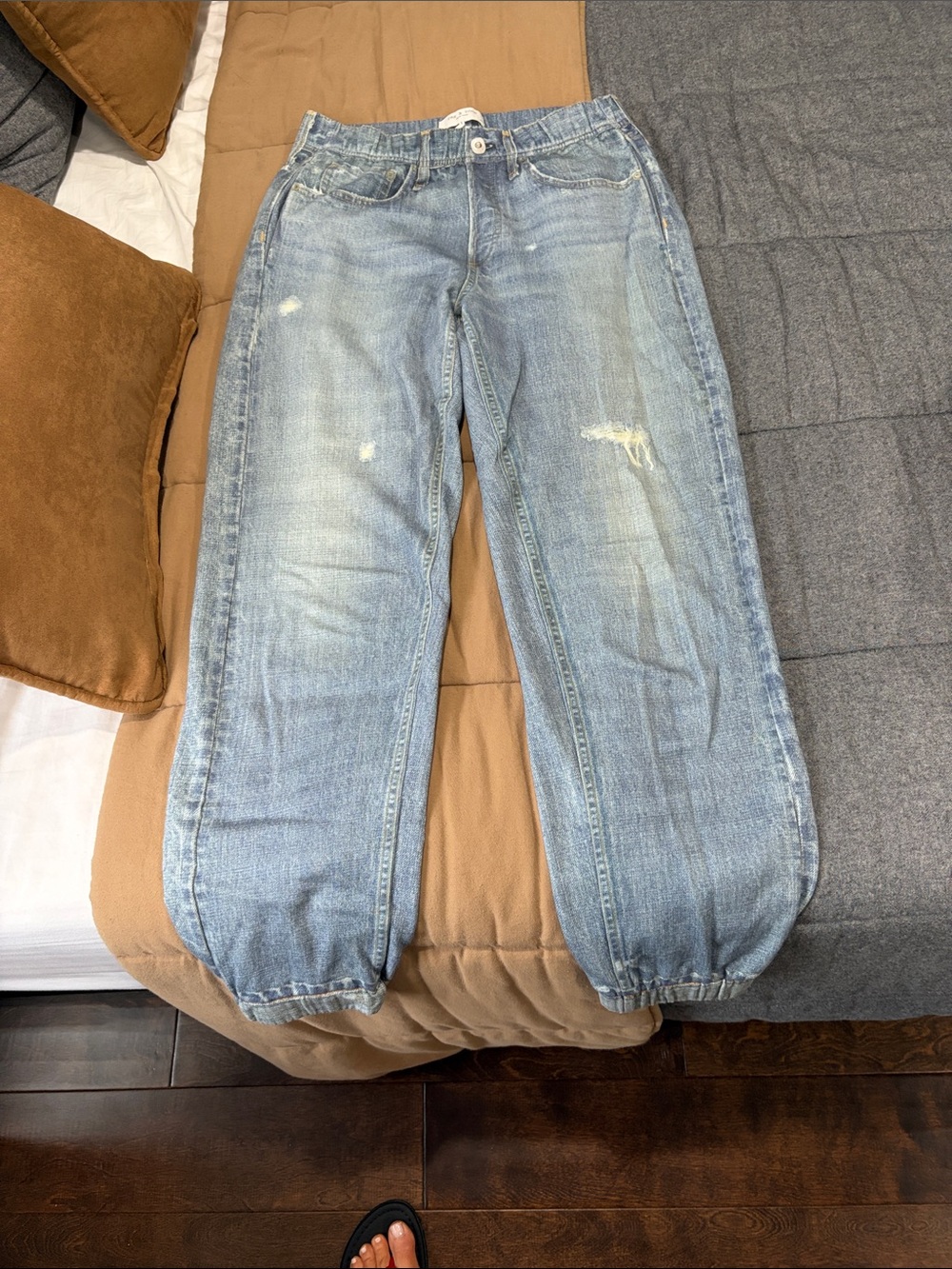 rag & bone Light Blue Boyfriend Jeans with Elastic Hem